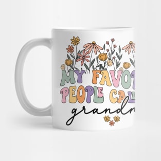 Retro Groovy My Favorite People Call Me Grandma Floral Mug